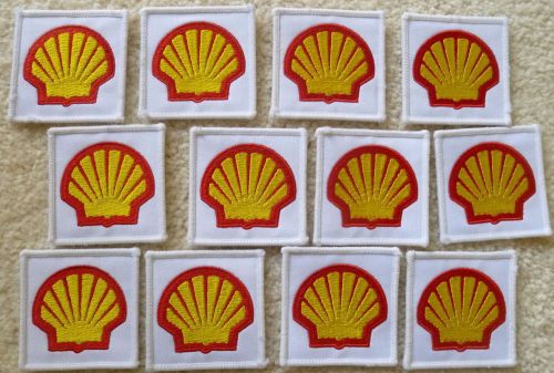 Set of 12 shell oil racing patches 2 inches long  new embroidered wholesale lot
