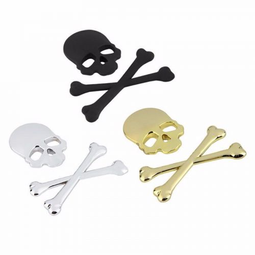 Skull bone car auto chrome 3d metal emblem