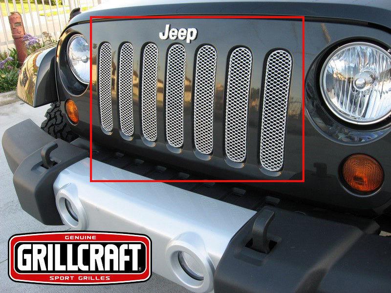 2007-2013 jeep wrangler grillcraft upper silver grille 7pc set mx grill jep3600s