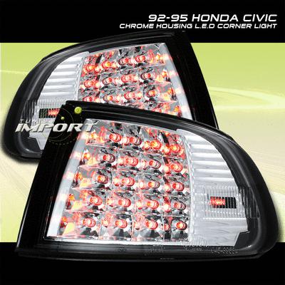 Honda 92-95 civic chrome led corner signal turning light driver+passenger set