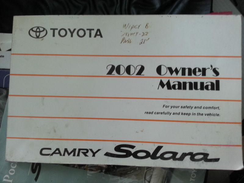 2002 toyota solara owners manual