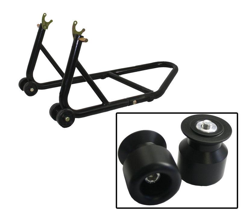 Biketek aluminum black rear stand w/ black stp slider spools kawasaki zx10r all