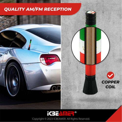 Jdm mini 3&#034; 76mm mexican country flag universal fit vehicle am/fm antenna w129