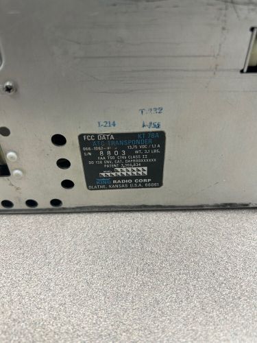 Aircraft bendix king radio kt78a transponder - atc p/n 066-1062-01