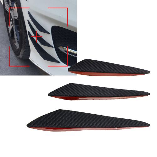 6pcs universal carbon fiber car front bumper fin spoiler canard refit kits-black