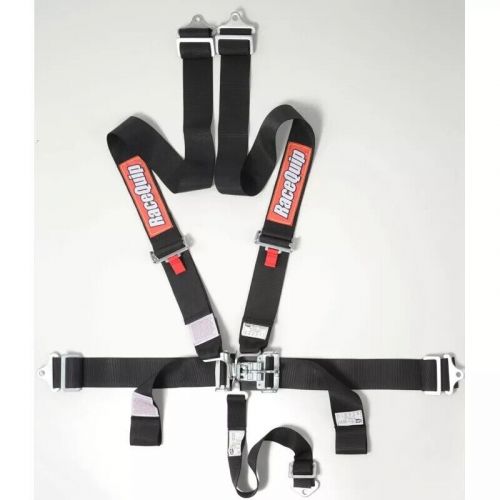 Racequip 711001 black race car seat belts 5 pt sfi safety harness imca nhra usra