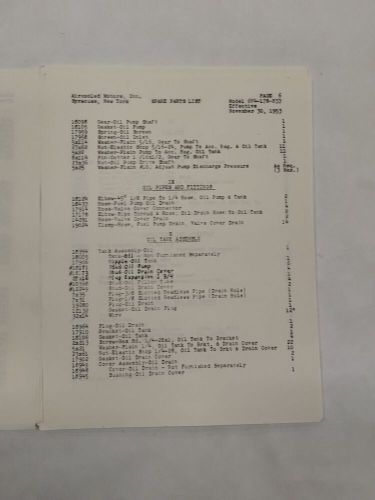 Franklin aircraft engines model 6v4-178-b33 service parts list-original