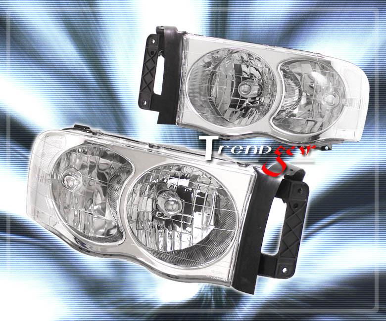 02-05 dodge ram pickup truck crystal headlights lamp chrome 03 04 1500 2500 3500