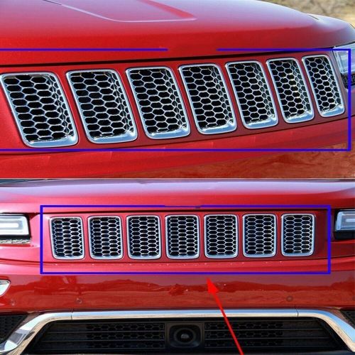 Chrome front mesh grille honeycomb insert trim for jeep grand cherokee 2014-2016