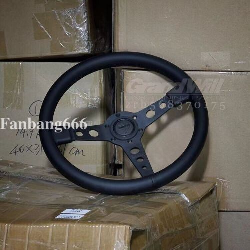 Momo prototipo p5 black edition 350mm 14&#039; genuine leather sport steering wheel