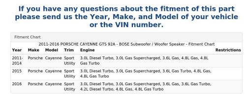 2011-2016 porsche cayenne gts 92a - bose subwoofer / woofer speaker