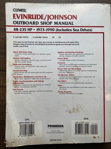 Clymer evinrude johnson outboard shop repair manual 48-235 hp 1973 thru 1990