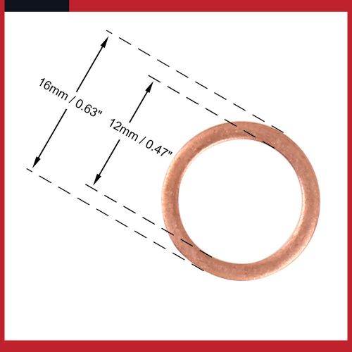 Universal copper washer flat sealing gasket ring spacer 12 x16 x1.5mm pack of 30