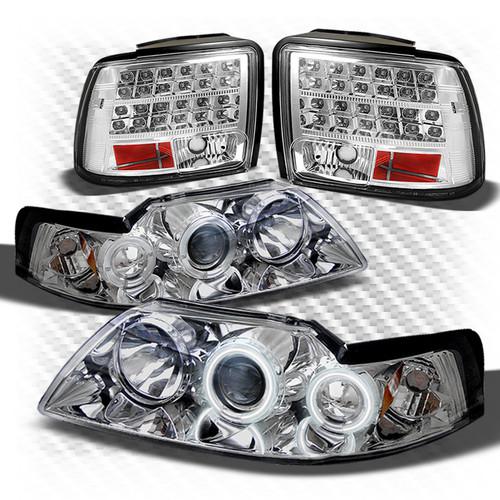 99-04 mustang ccfl halo projector headlights + philips-led perform tail lights