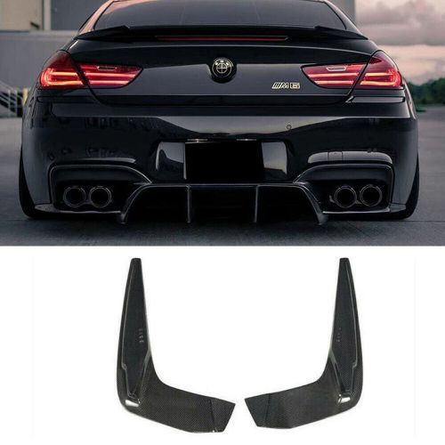 2pc carbon fiber rear diffuser protect lip for bmw f06 f12 f13 m6 6-series 13-18