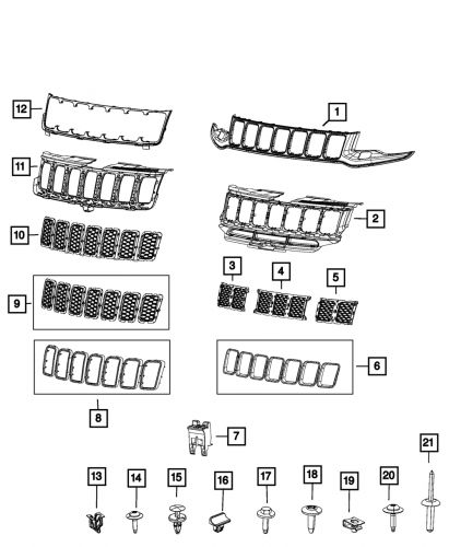 Genuine mopar radiator grille trim ring kit 5zl71tzzaa