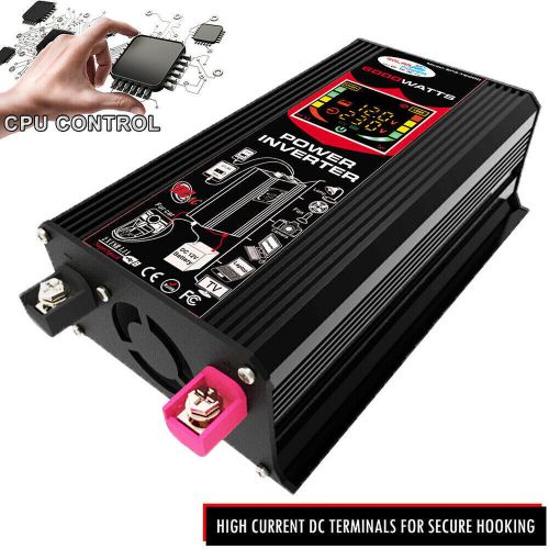 6000w car power inverter lcd display dual usb ports dc 12v to ac 110v inverter