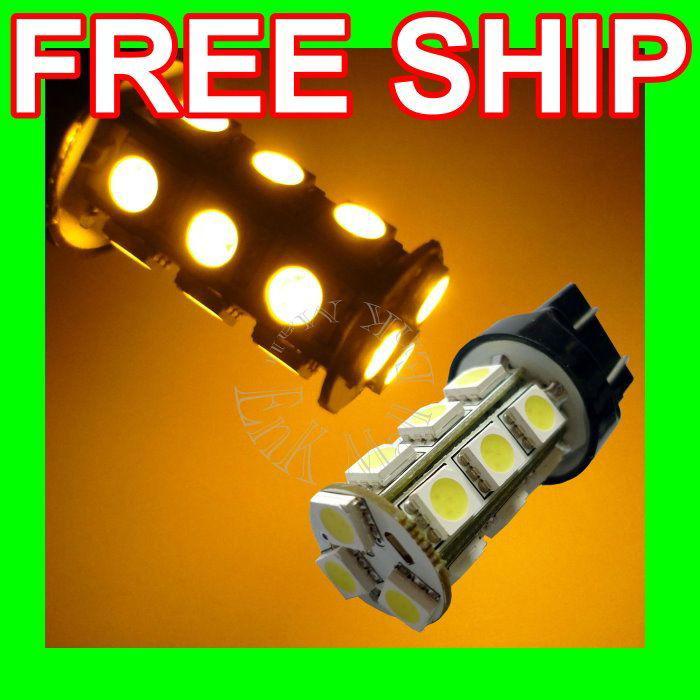 2x 7443 7440 t20 18-smd led amber stop brake light bulb