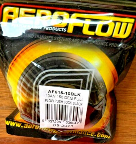 S-aeroflow 510 series full flow tight radius push lock 150° hose end -10an black