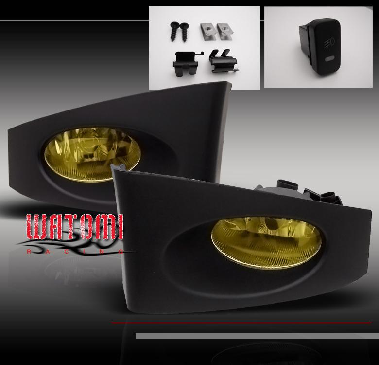 06 07 08 honda fit jazz bumper jdm yellow lens fog light kit w/switch left+right