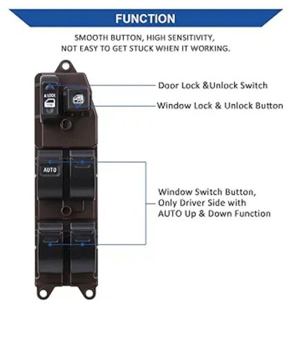 Master door lock window switch control button compatible with toyota camry...