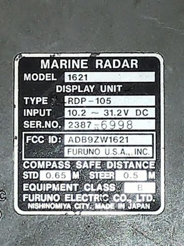 Furuno marine radar dome rsb-0060 w/ head unit 1621 (rdp-105)