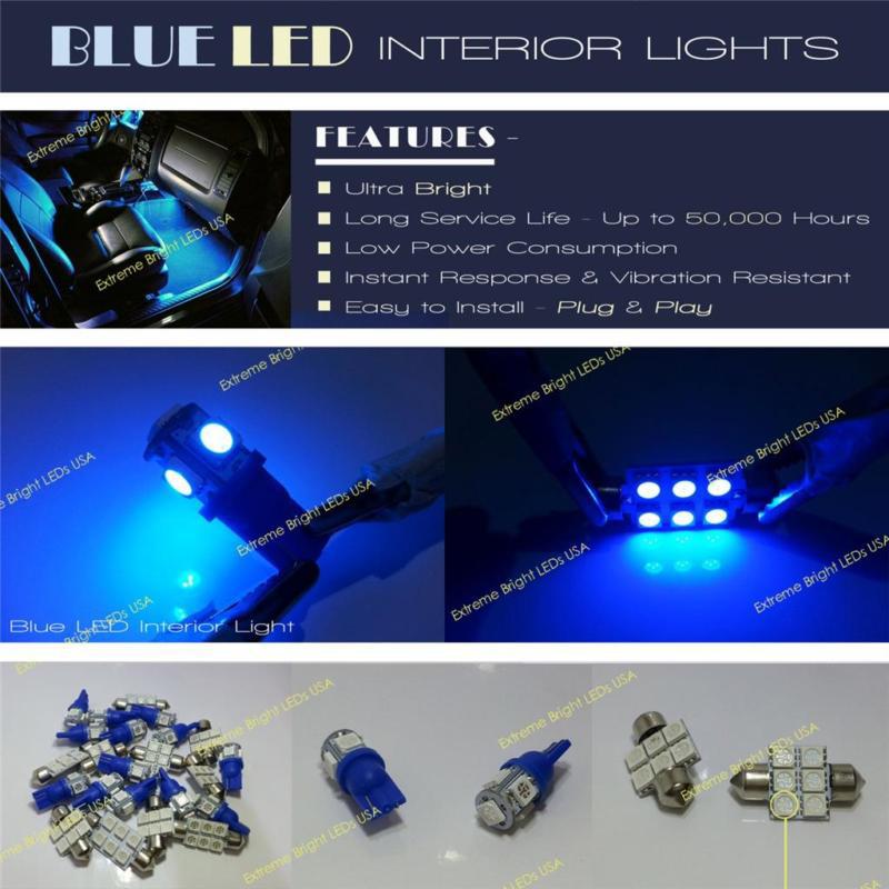 2009 2010-2013 hyundai genesis xenon hid blue interior led lights bulbs kit 13c