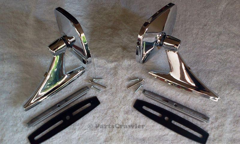 Vintage style oblong chrome mirrors for classic muscle cars,hot rods & restomods