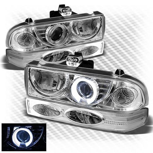 98-04 chevy s10 blazer halo projector headlights+bumper signal light pair set