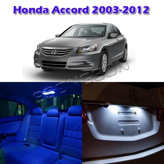 8x honda accord 2003-2012 sendan coupe interior lights package blue led bulbs