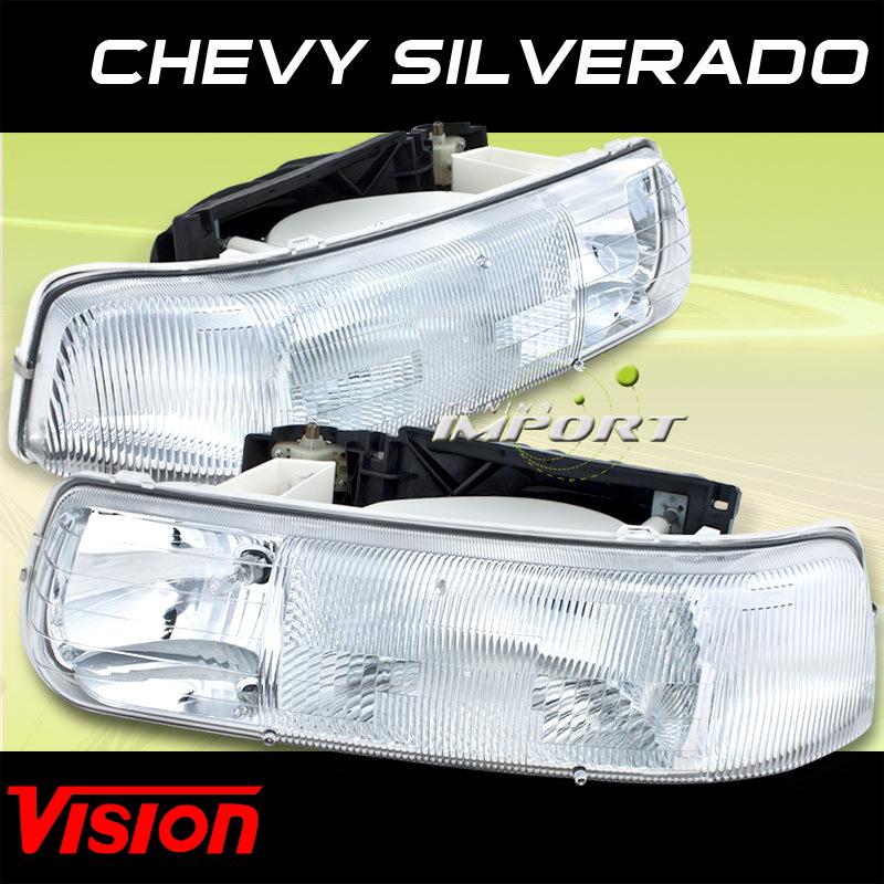 00-06 chevy tahoe vision chrome clear replacement headlights head lamp pair new