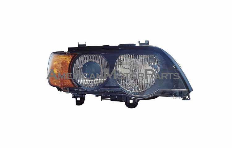 Passenger side replacement headlight w/ yellow corner light hid 00-03 bmw x5