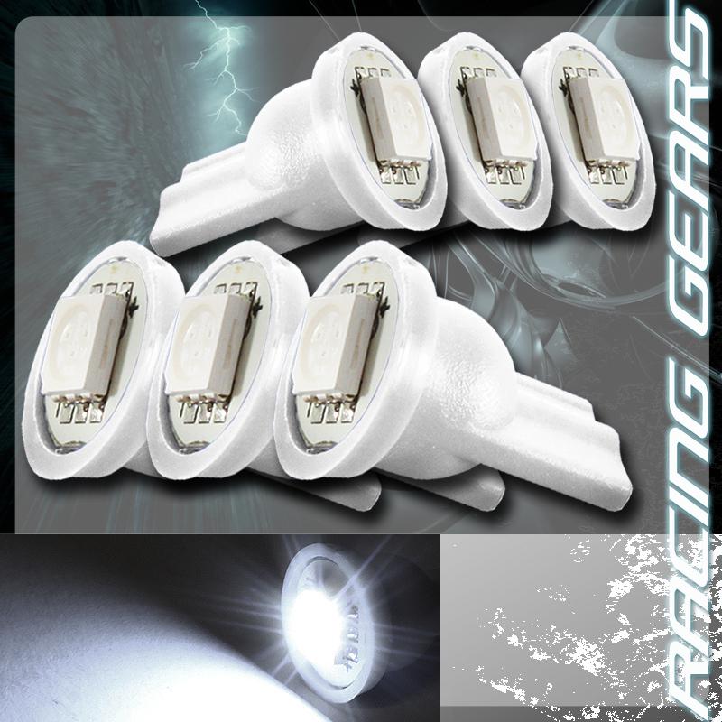 6x white smd led t10 wedge interior instrument panel gauge license light bulbs