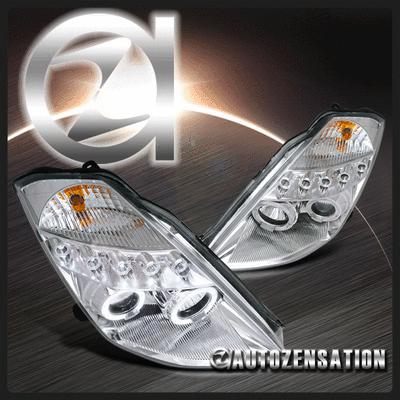 03-05 nissan 350z fairlady chrome led drl halo projector headlights