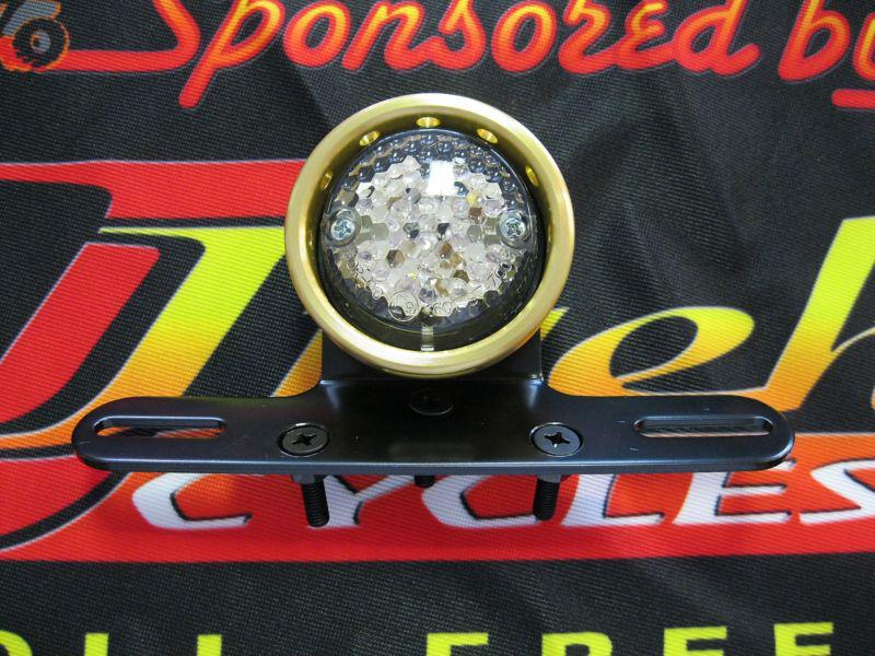 Custom gold drilled bezel led taillight for harley and custom motorcycles