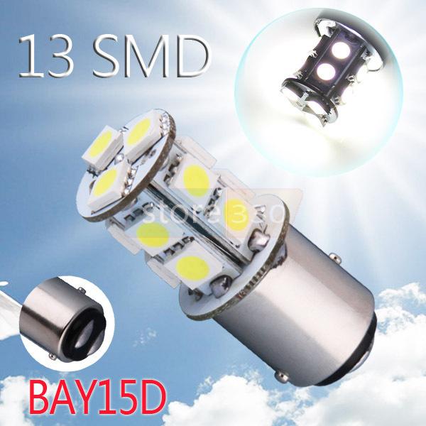 1157 bay15d 13 smd pure white tail brake turn signal led car light bulb lamp