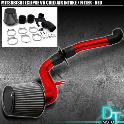 Stainless filter+cold air intake 00+ eclipse 01+ galant stratus sebring v6 red