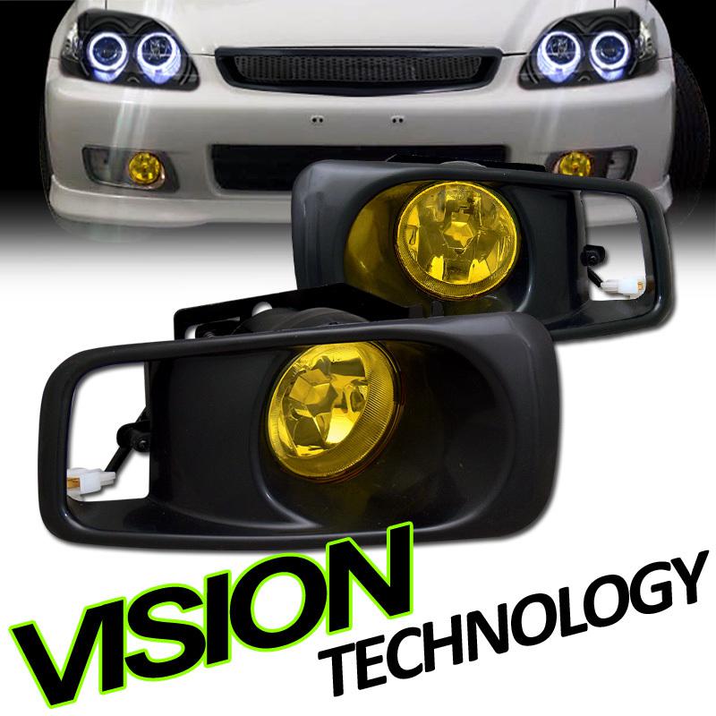 99-00 honda civic coupe/sedan/hatchback jdm yellow lens factory fog lights kit