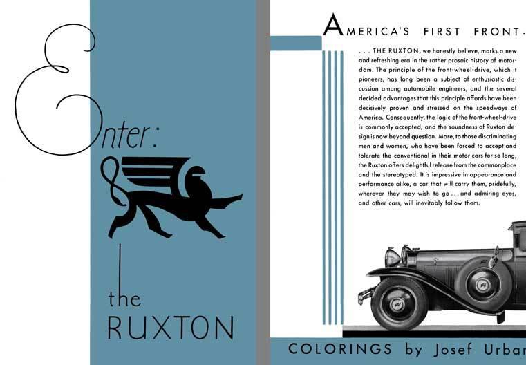 Ruxton 1930 - enter the ruxton - america's first front wheel drive motor car