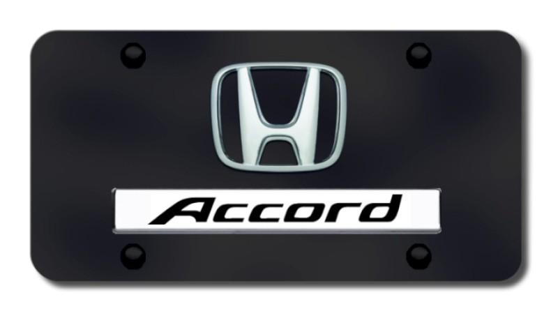 Honda dual accord chrome on black license plate made in usa genuine