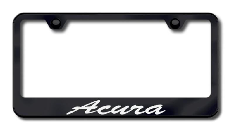 Acura script laser etched black license plate frame made in usa genuine