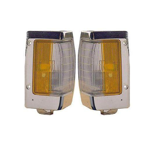 90-97 nissan pickup truck d21 hardbody chrome parking light corner side pair set