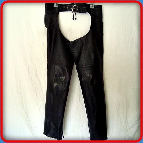 Universal rider usa soft leather vtg motorcycle biker chaps pants mens s black