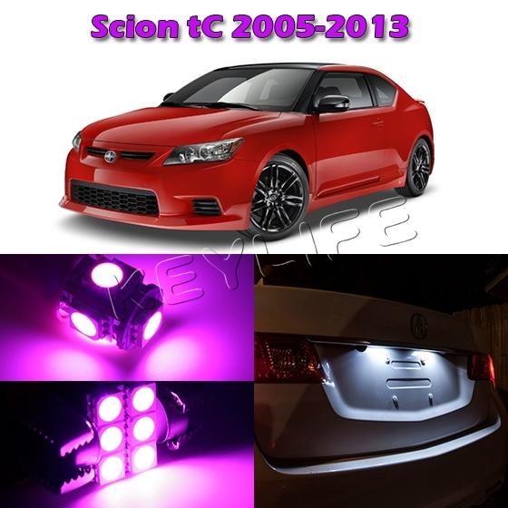 6 pink led interior light package deal for 2005-2013 scion tc map dome trunk