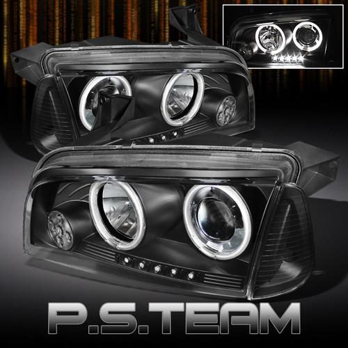 Black 06-10 charger dual ccfl halo projector led headlights +corner signal light