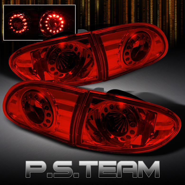 95-02 chevy cavalier 2/4dr red lens led ring tail lights lamps pair left+right