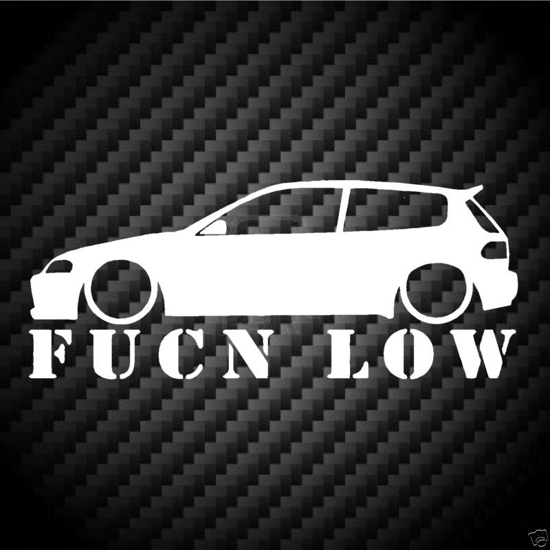 Fucn low honda civic jdm japan race drift car funny 7"  vinyl decals