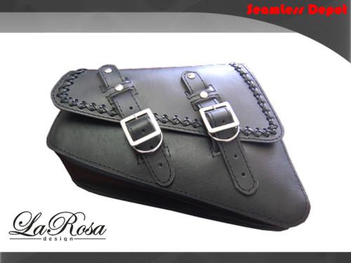 2004-2012 larosa black leather cross lace harley sportster saddle bag 