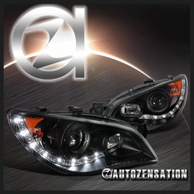 06-07 subaru impreza wrx r8 led drl projector black headlight lamps