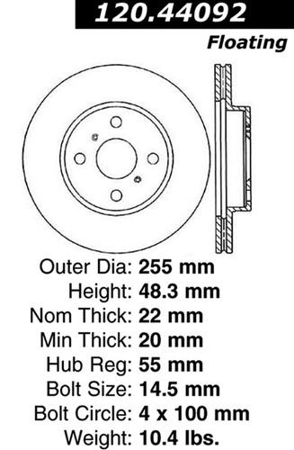 Centric-power slot 126.44092sr stoptech sport rotors 93-02 corolla prizm